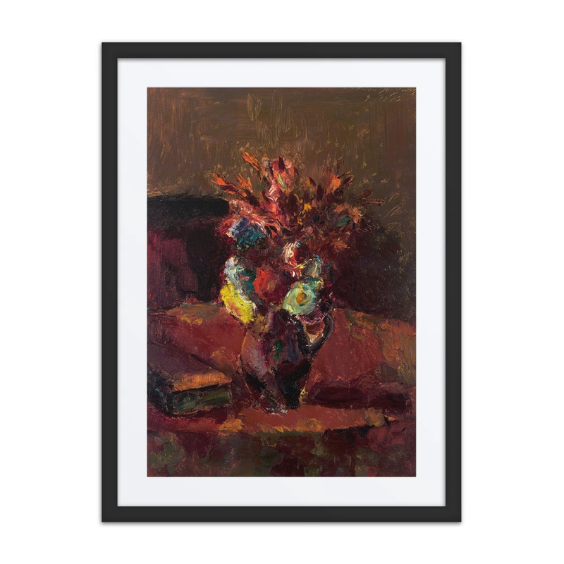 Blumenbouquet Mit Rotem Tischtuch