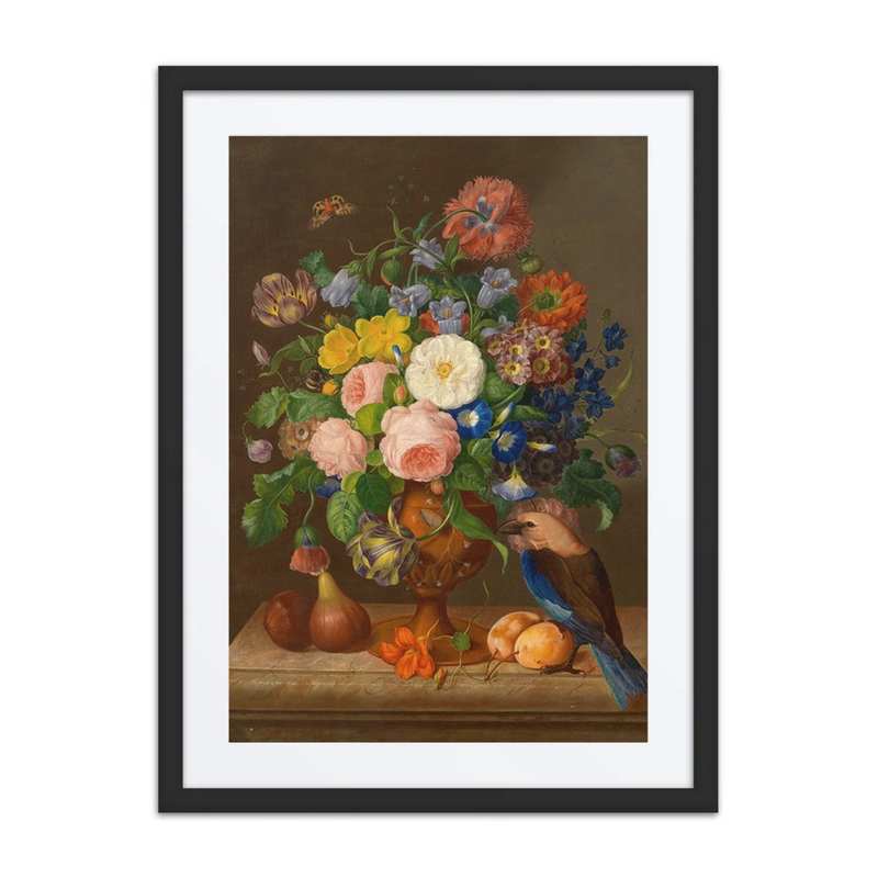 Blumenstück Mit Vogel