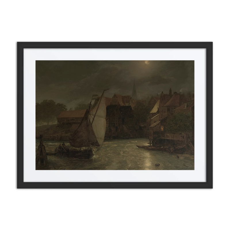 Boats on a Canal, Moonlight