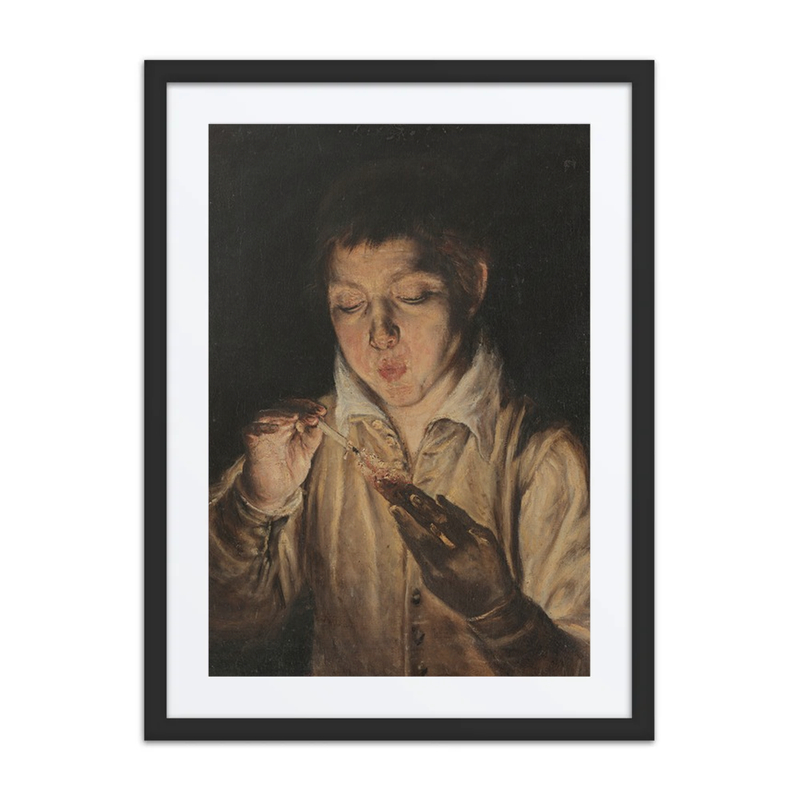 Boy Blowing on an Ember