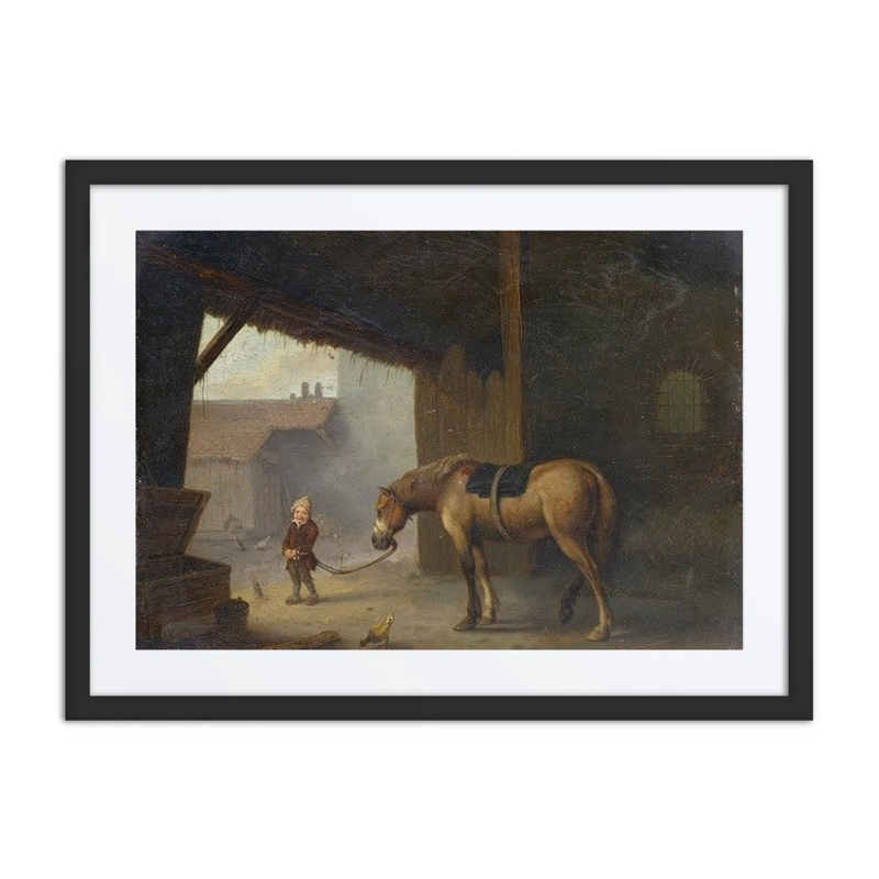 Boy with a Horse in a Stable