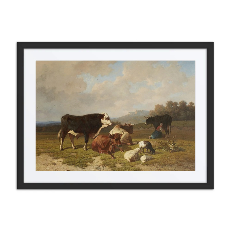 Cattle and Sheep in a Pasture with a Milkmaid