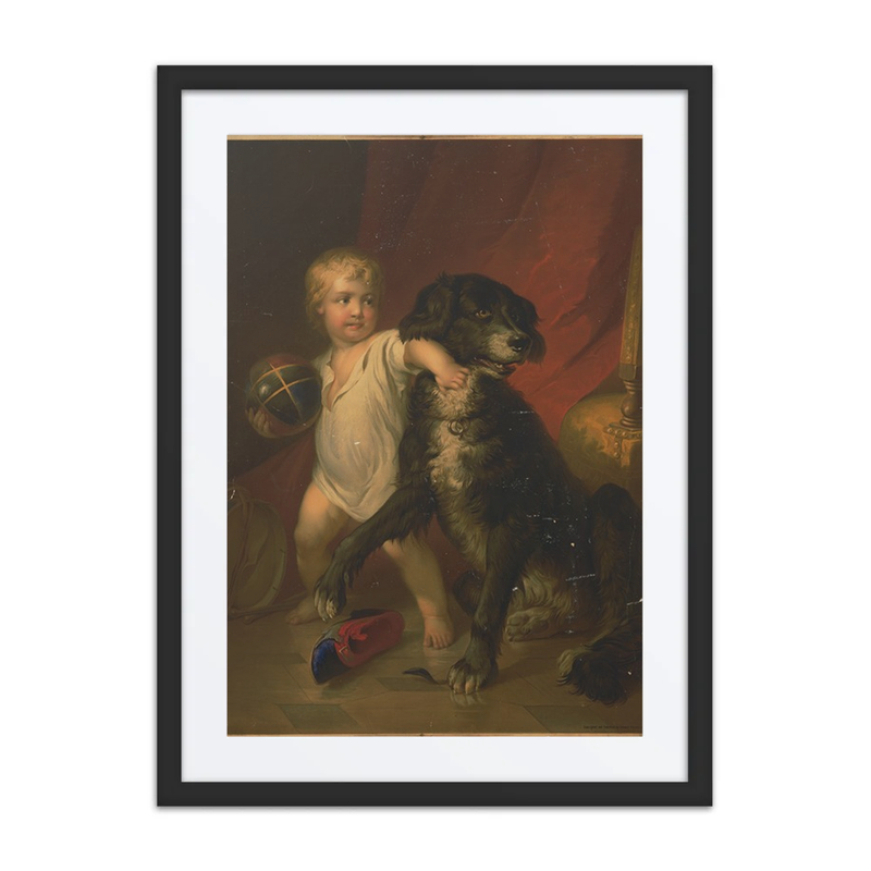 Child and Dog with Ball