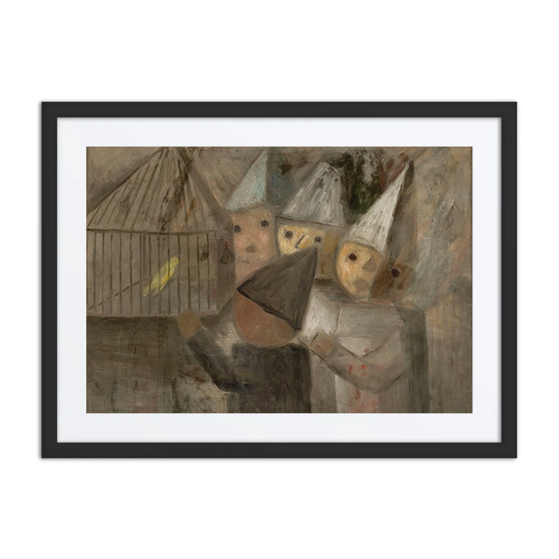 Children in Front of a Cage with a Canary