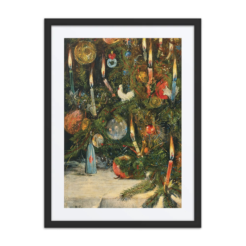 Christmas Tree with Candles and Ornaments