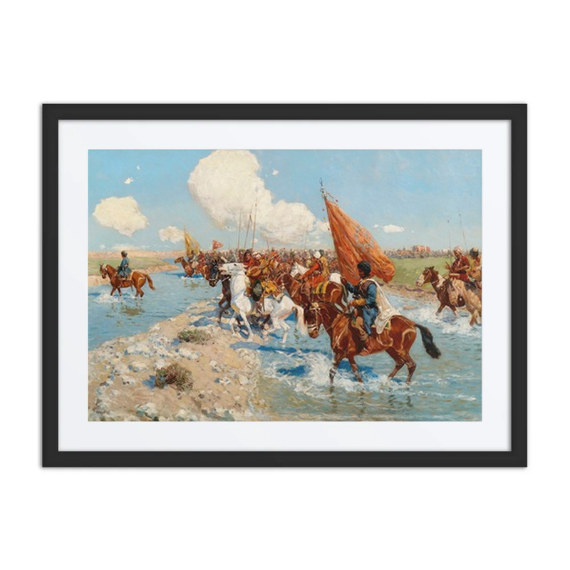 Circassian Horsemen Crossing a River