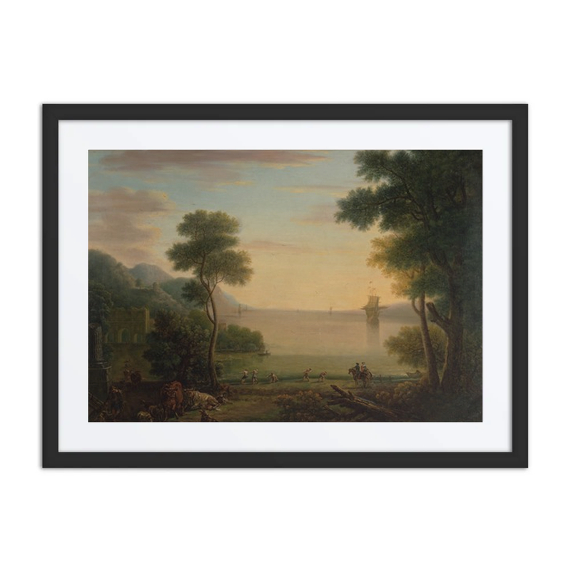 Classical Landscape with Figures and Animals at Sunset