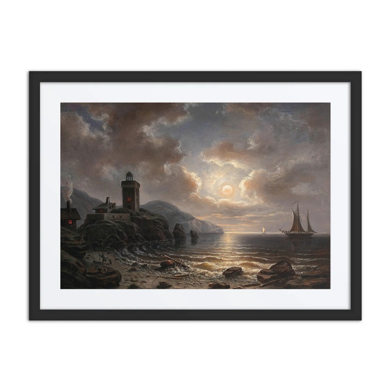 Coast at Night with Lighthouse
