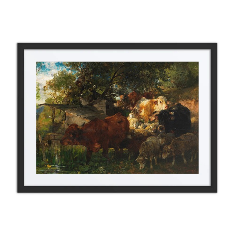 Cows and Sheep at the Watering Hole