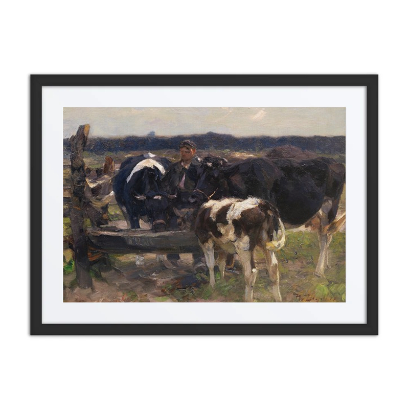 Cows and Shepherd at the Watering Trough