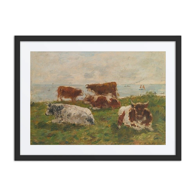 Cows in a Meadow by the Sea