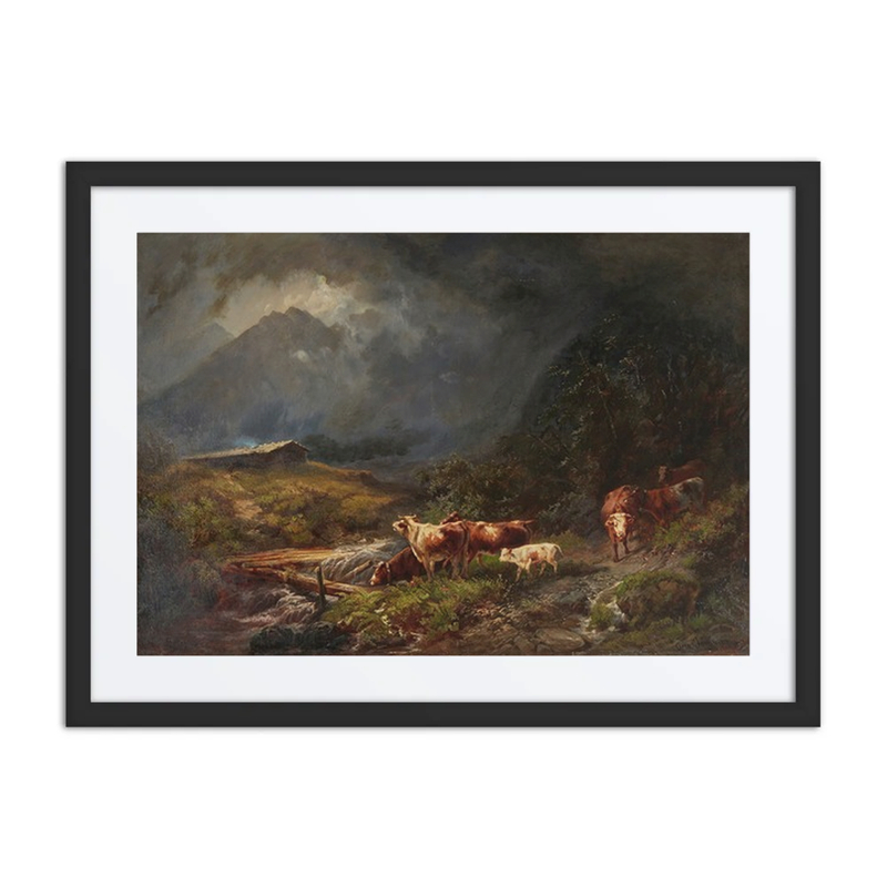 Cows in a Mountainous Landscape