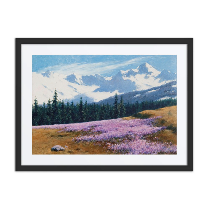 Crocuses with Snowy Mountains Behind