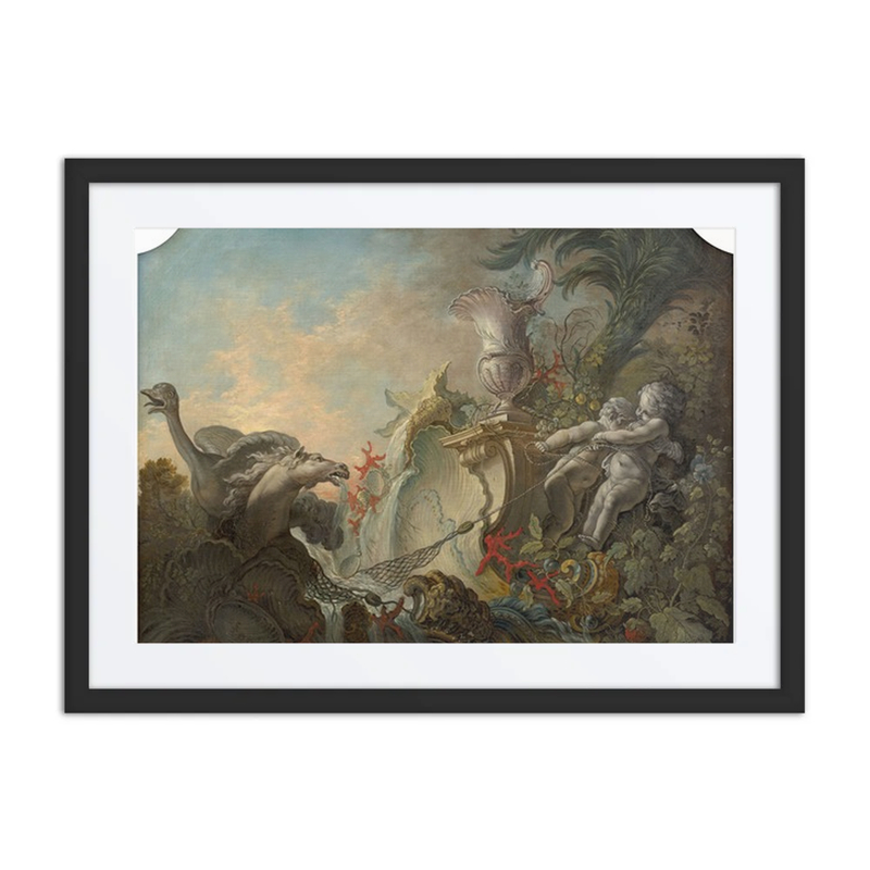 Cupids Hunting an Ostrich