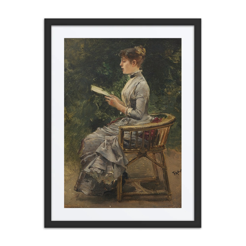 Dame Bei Der Lektüre Im Garten