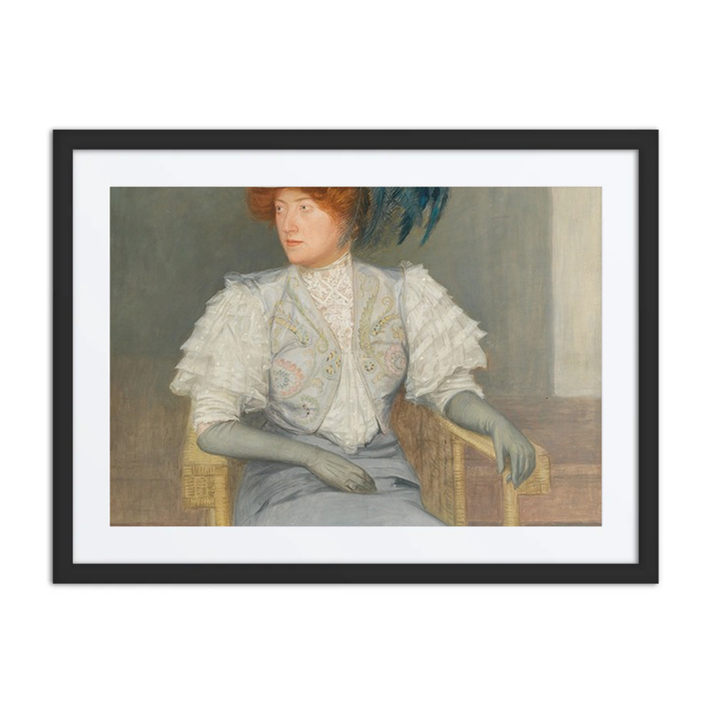 Damenbildnis Mit Grünem Federhut Und Masche