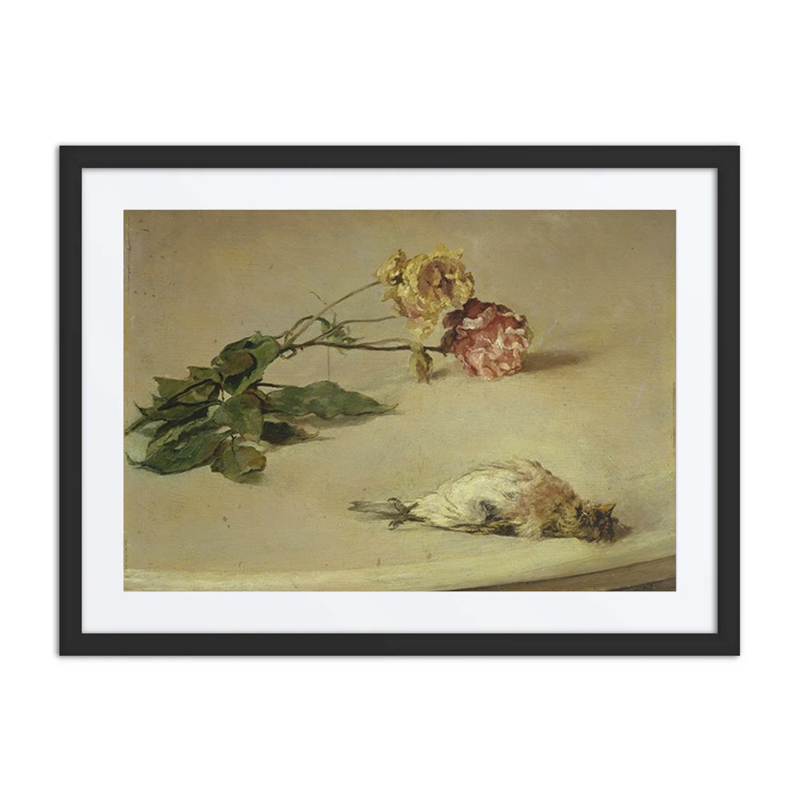 Dead Bird and Two Roses on a Table