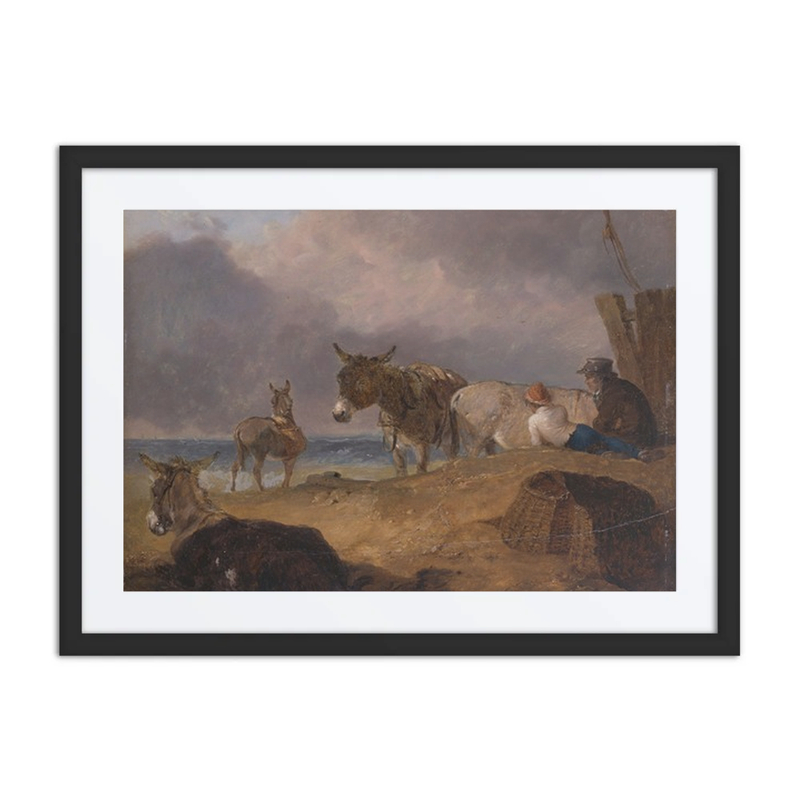 Donkeys and Figures on a Beach