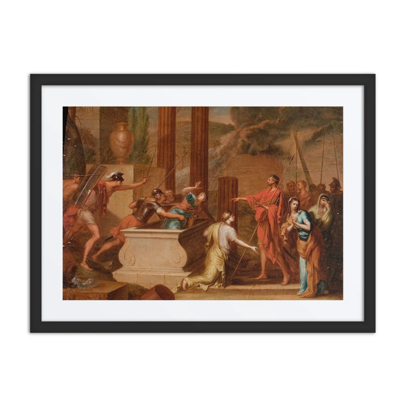 Dramatic Classical Scene at a Tomb