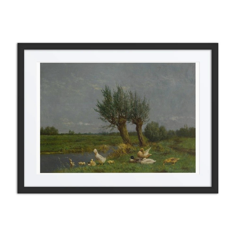 Ducks in a Meadow by a Stream