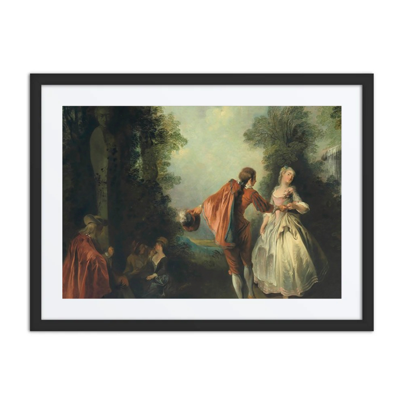 Elegant Figures Dancing in a Wooded Landscape