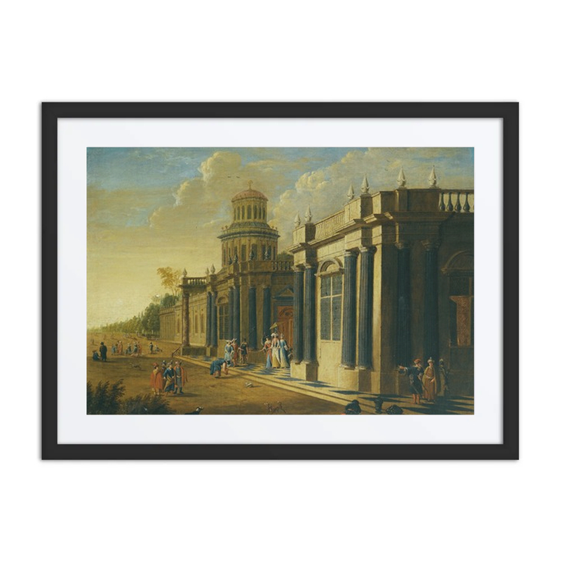 Elegant Figures in Oriental Costume by a Palace