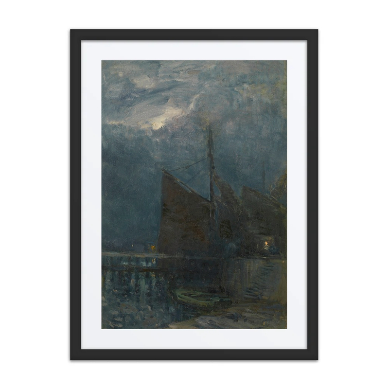 Entrance of a Harbour by Night