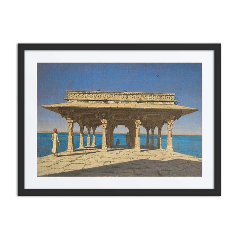 Evening on a Lake. a Pavilion on the Marble Embankment in Rajnagar