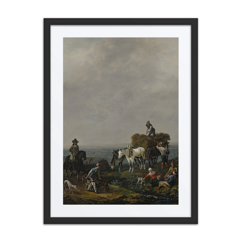Falconers and Harvesters at Dusk