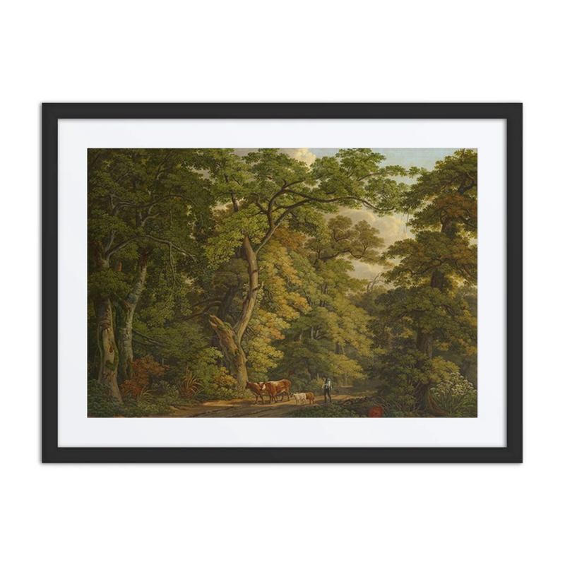 Farmer with Cattle in the Forest