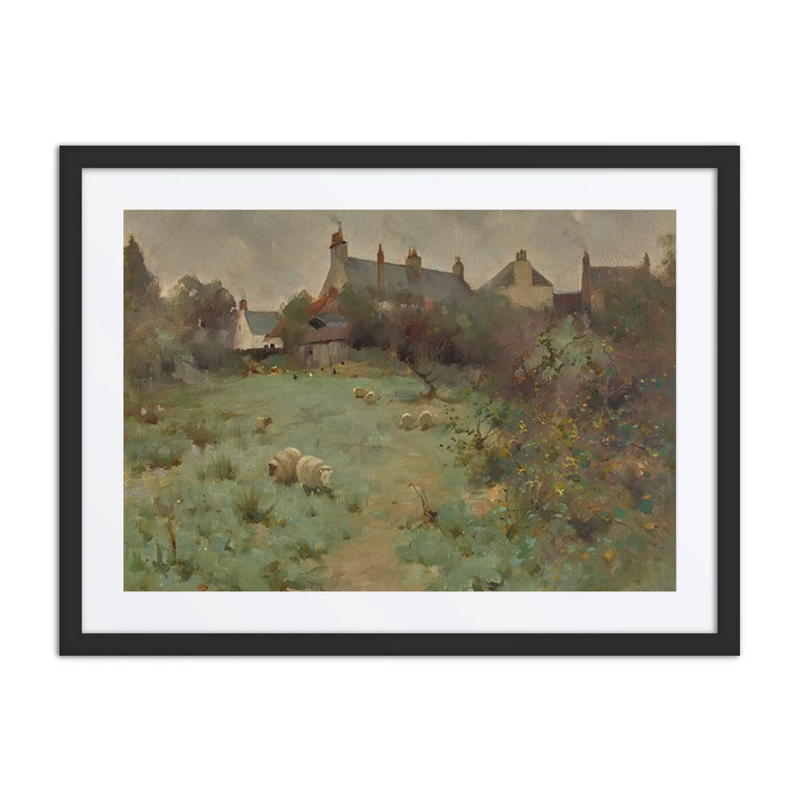 Farmyard with Sheep Grazing