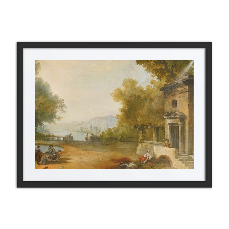 Figures on a Terrace Overlooking a Lake