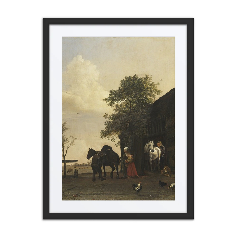 Figures with Horses by a Stable