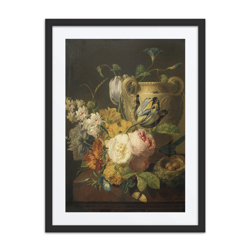 Flowers by a Stone Vase