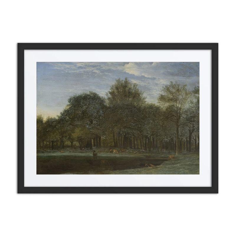 Forest Clearing with Grazing Deer