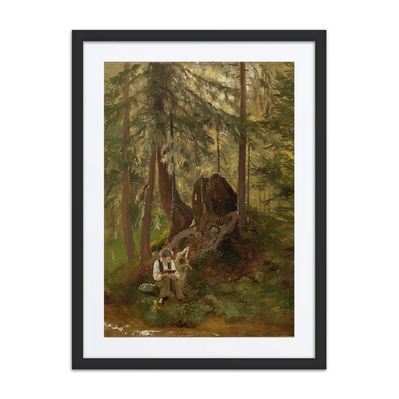 Forest Interior with Reading Boy