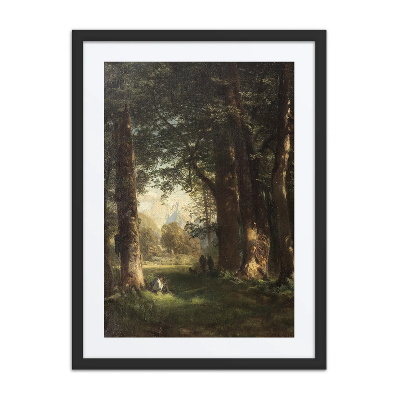Forest Landscape with Figures and Mountain View