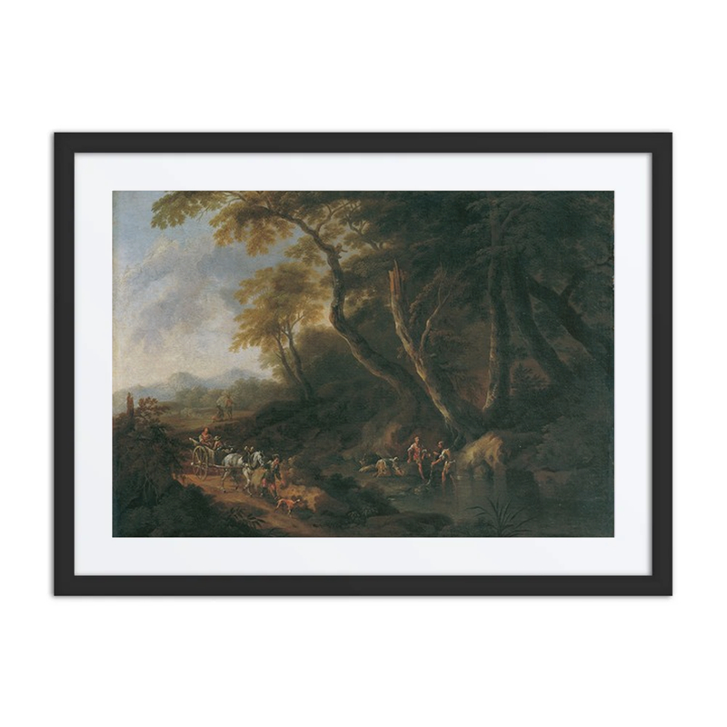 Forest Landscape with Water Feature on the Right