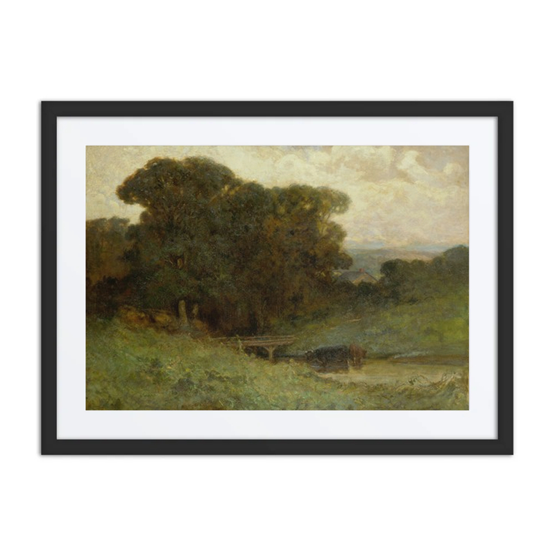 Forest Scene with Bridge and Cows