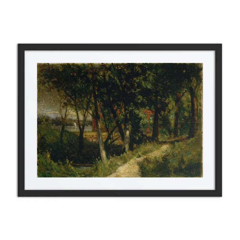 Forest Scene with Red Building