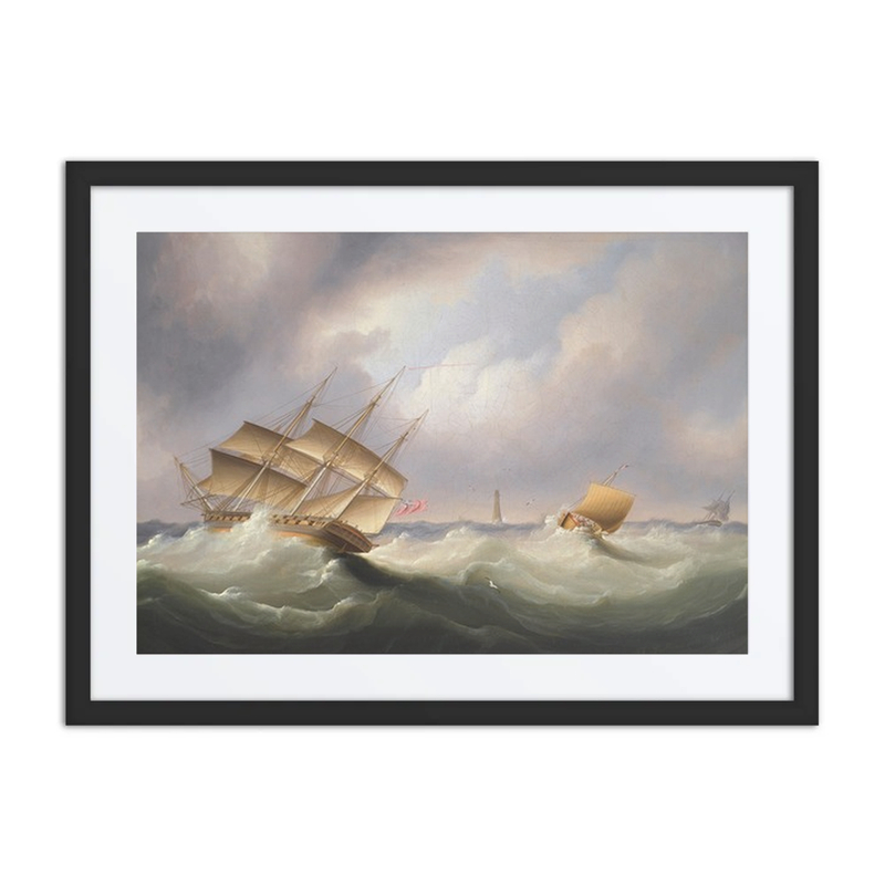 Frigate off a Lighthouse