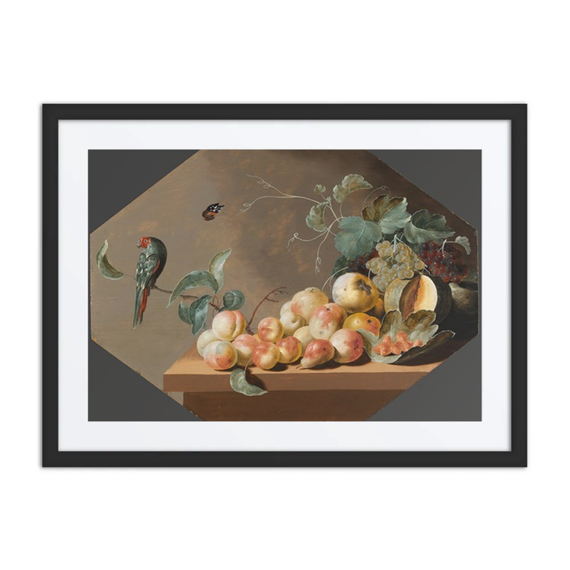 Fruit Still Life with Parrot