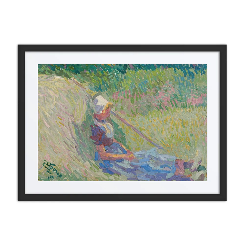 Girl Resting Against a Haystack