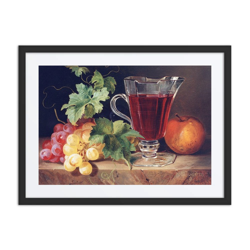 Grapes and a Jug of Wine on a Ledge