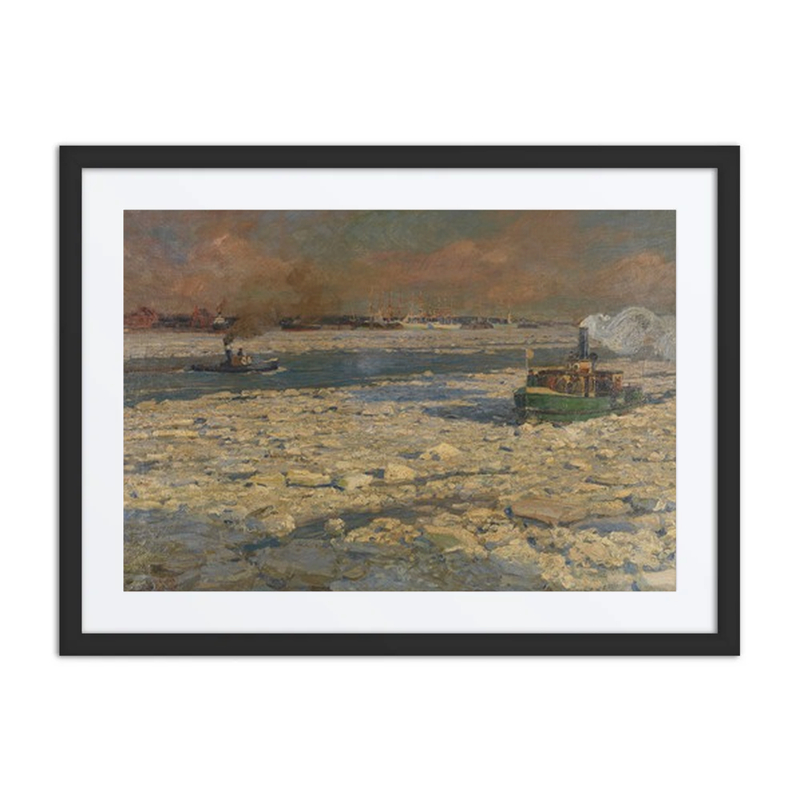 Grüner Fährdampfer Im Eis Auf Der Elbe ‘Wintersonne’