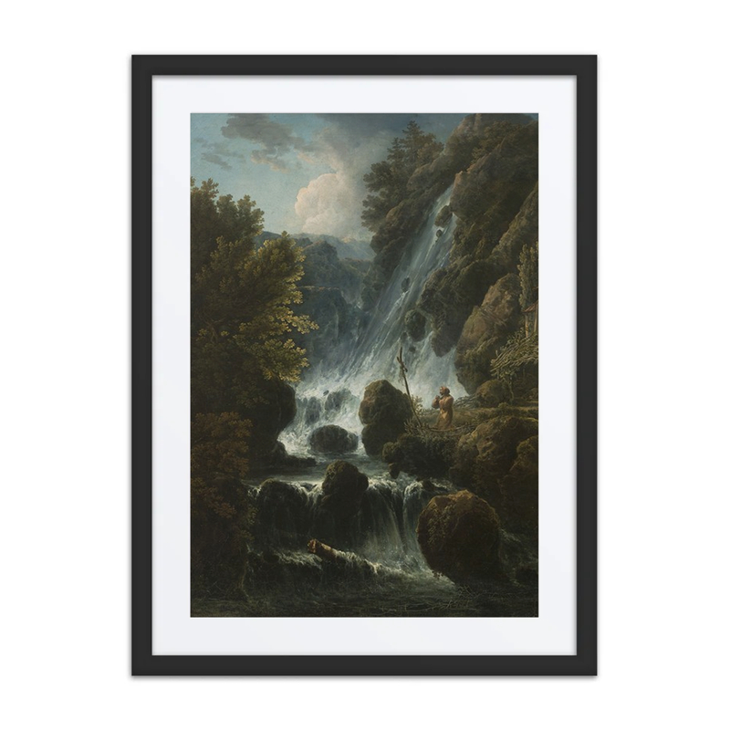 Hermit Praying at the Waterfall
