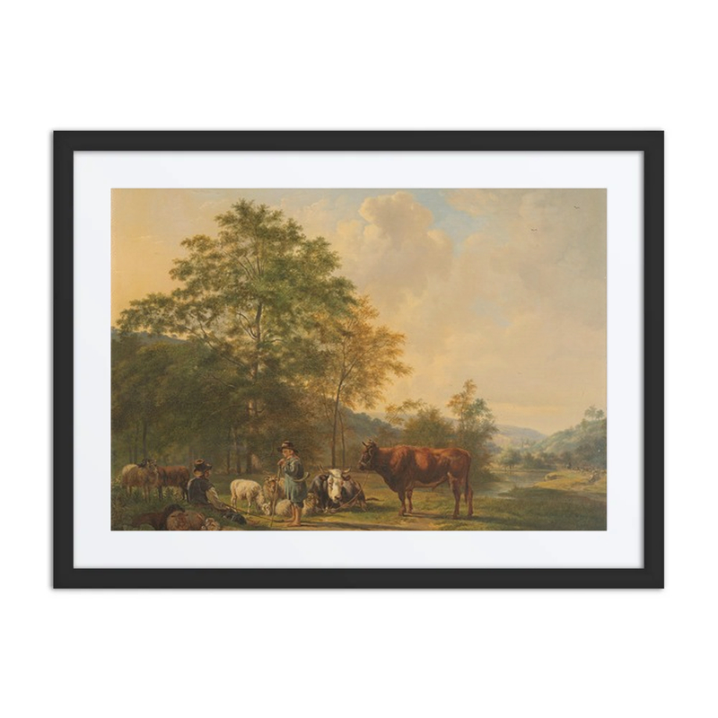 Hilly Landscape with Shepherd, Drover and Cattle