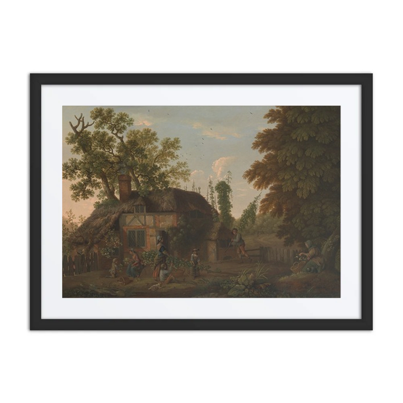 Hop Pickers Outside a Cottage