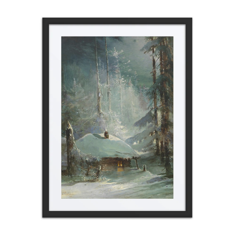 Hut in a Wintry Forest