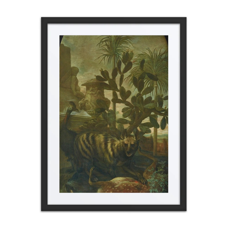 Hyena, Antelope, and Cassowary in a Cactus Landscape